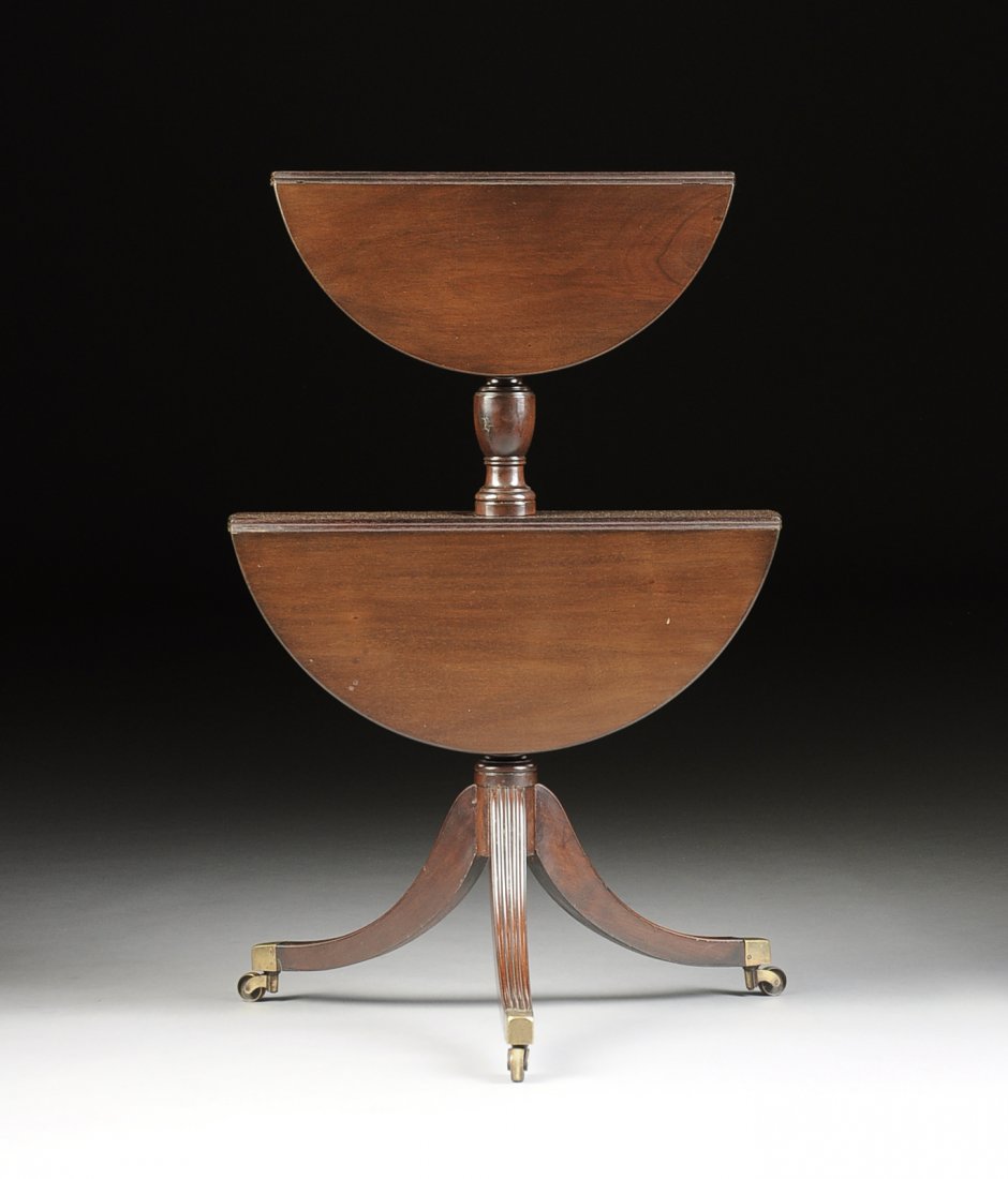 AN ENGLISH LATE GEORGE III MAHOGANY DROP LEAF TWO TIER (1 of 5)