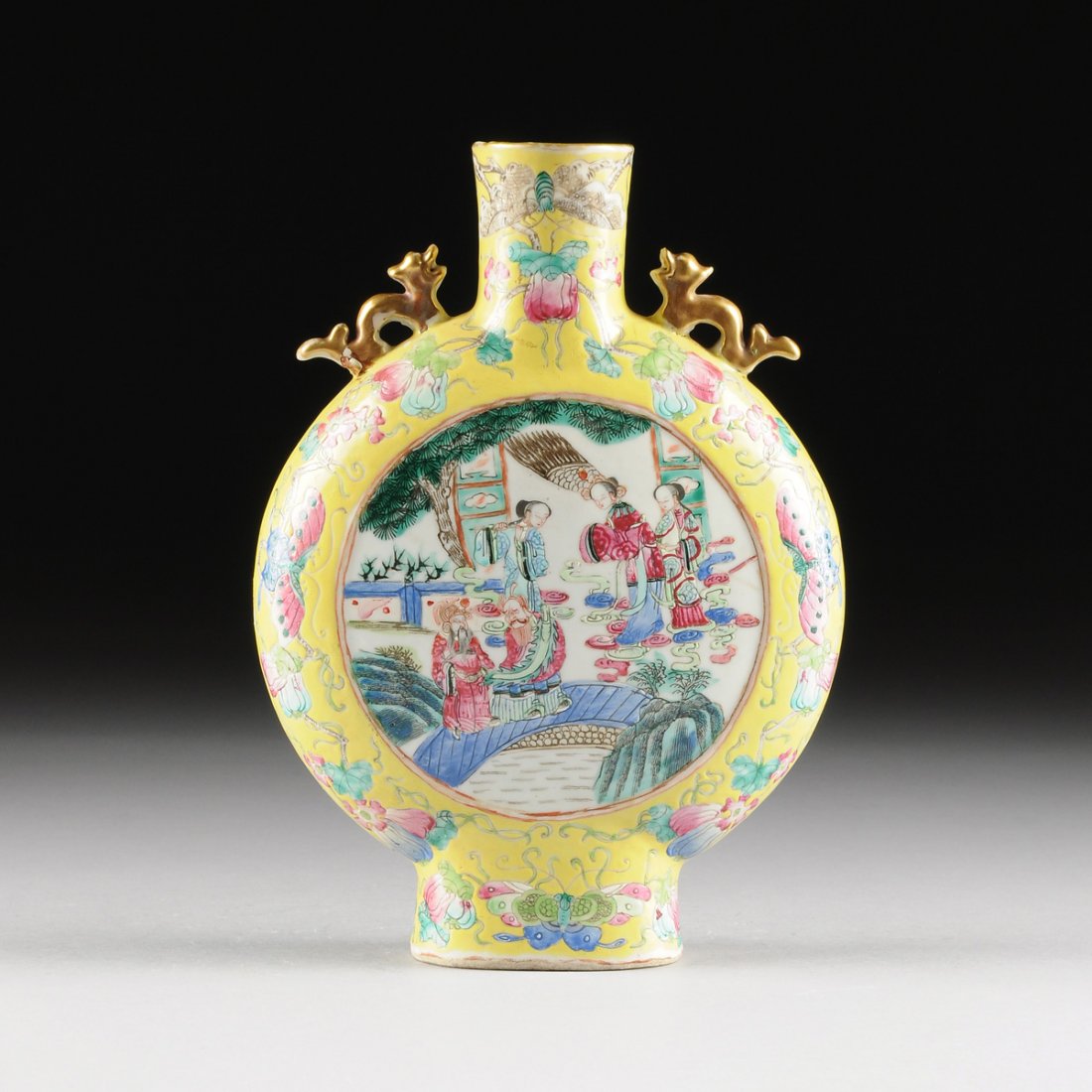 A CHINESE POLYCHROME AND FAMILLE ROSE ENAMELED YELLOW (1 of 10)