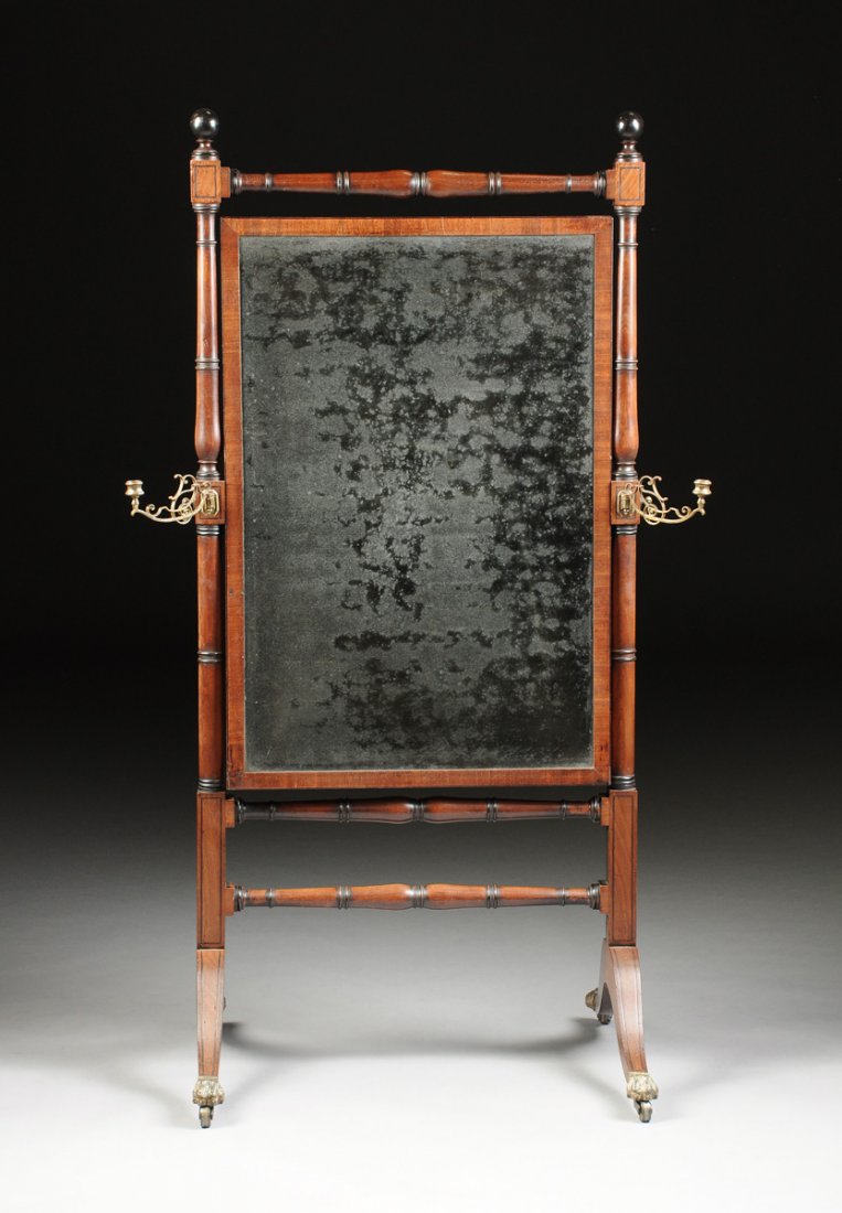 A REGENCY MAHOGANY CHEVAL DRESSING MIRROR, FIRST (1 of 10)