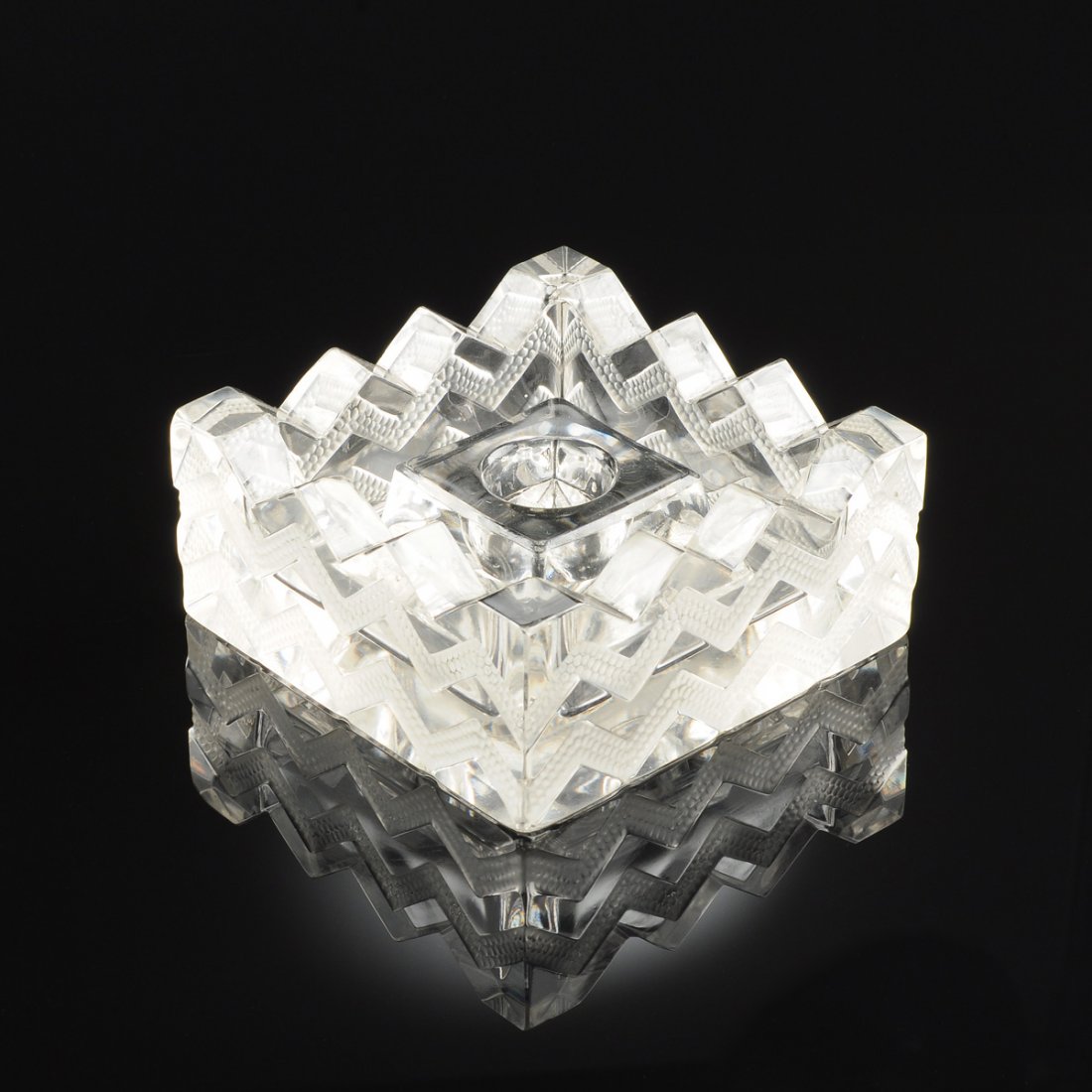 AN ART DECO R. LALIQUE GLASS CANDLESTICK, "SOUDAN (1 of 6)