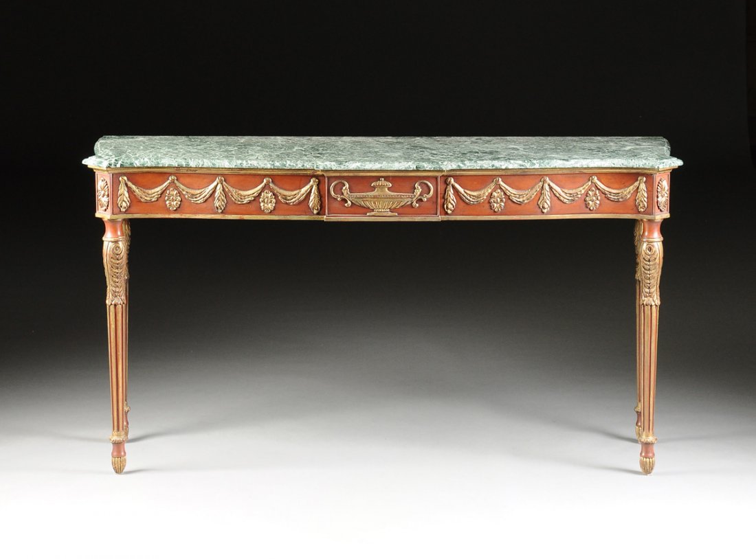 A GEORGE III STYLE MARBLE TOPPED AND PARCEL GILT CARVED (1 of 10)