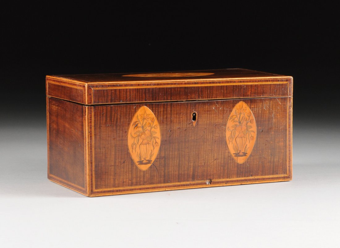 A REGENCY ERA STRIPED MAHOGANY AND VARIOUS WOODS INLAID (1 of 10)