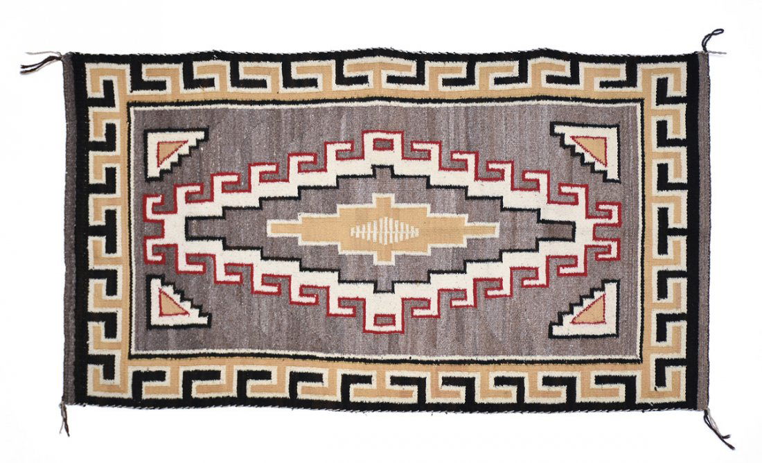 A NATIVE AMERICAN POLYCHROME WOVEN WOOL RUG, 20TH (1 of 6)