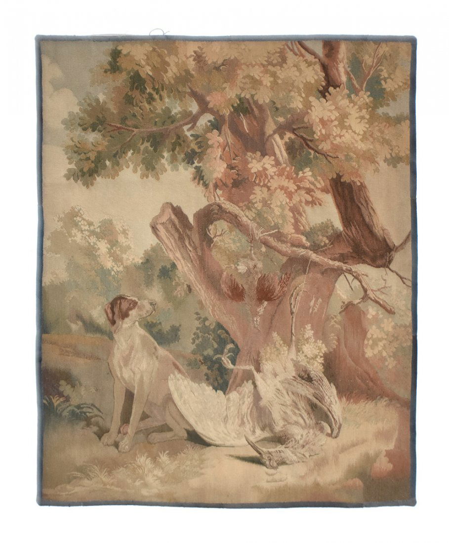 A CONTINENTAL "HUNT" SUBJECT WOVEN WOOL TAPESTRY, (1 of 8)