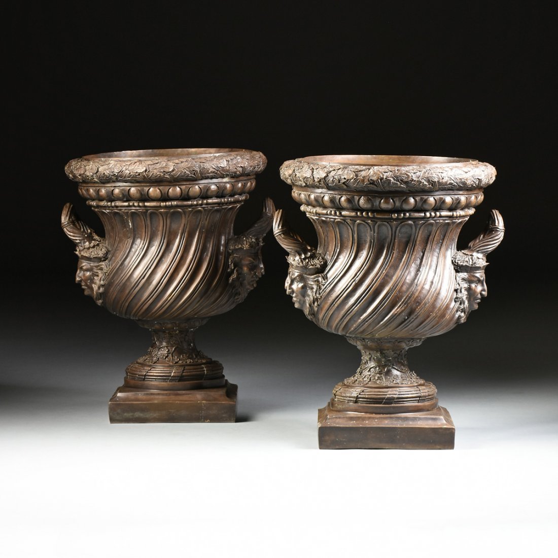 A PAIR OF LARGE NEOCLASSICAL STYLE PATINATED BRONZE (1 of 10)