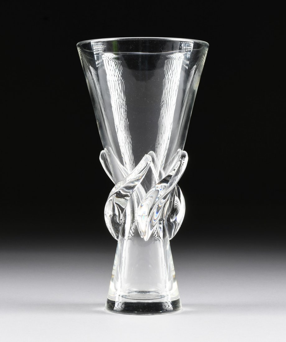 A STEUBEN CRYSTAL "ROSE VASE," ENGRAVED SIGNATURE, (1 of 6)