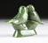 AN INUIT CARVED SPINACH JADE GROUP OF LOVE BIRDS - 4