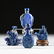 A GROUP OF FIVE CHINESE CARVED LAPIS SNUFF BOTTLES,
