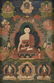 A TIBETAN POLYCHROME PAINTED AND FRAMED THANGKA,