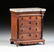 A MINIATURE MARBLE TOPPED MAHOGANY TALL CHEST OF