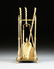 A FOUR PIECE VICTORIAN CAST BRASS FIREPLACE SET,