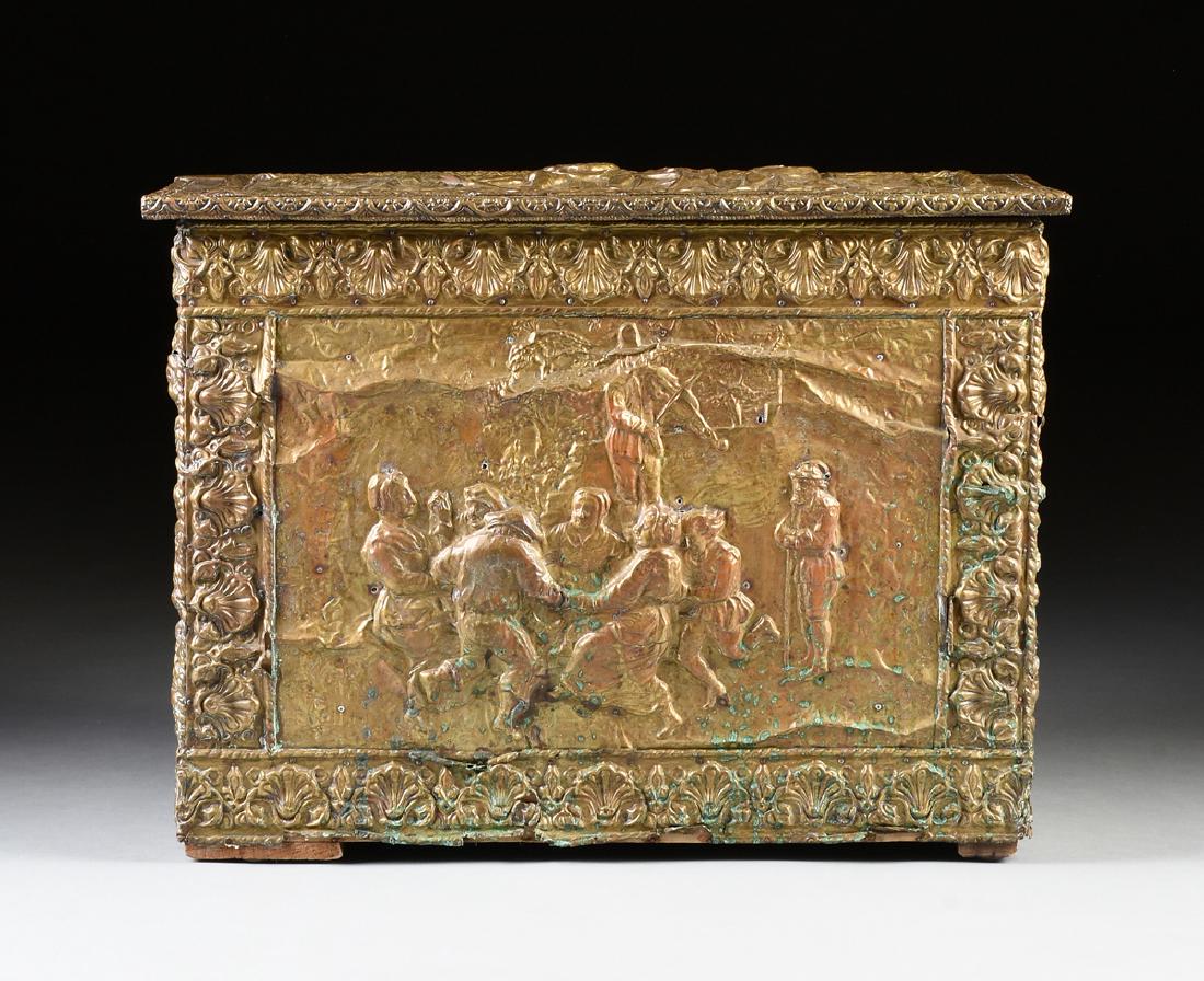 A FRENCH BAROQUE STYLE WOODEN COAL BOX WITH EMBOSSED (1 of 10)