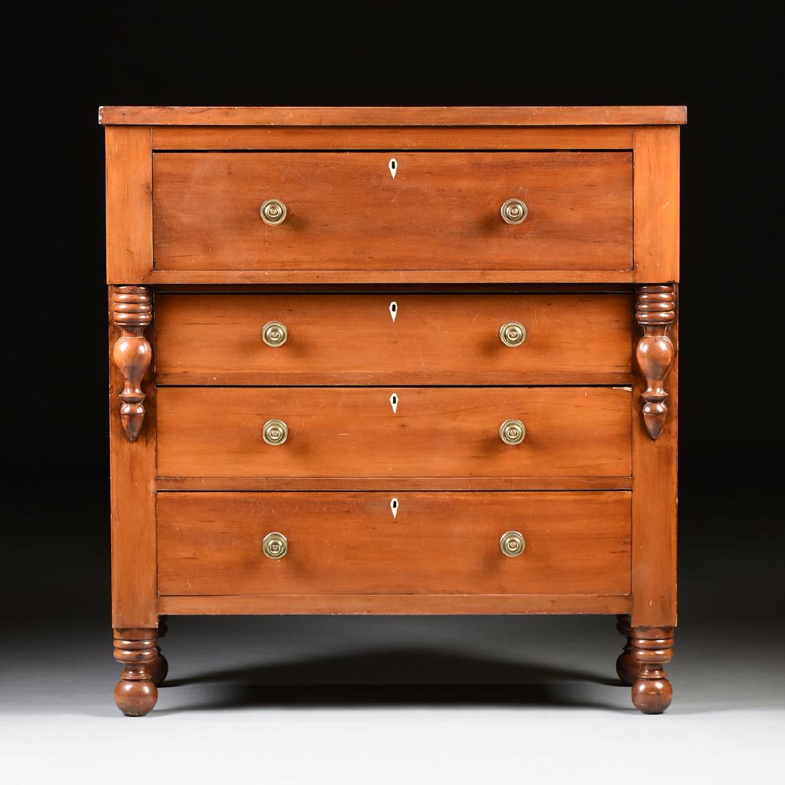 AN AMERICAN CLASSICAL STYLE CHERRY CHEST OF DRAWERS, (1 of 11)