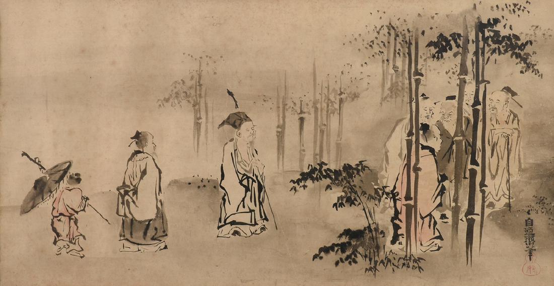 A CHINESE FIGURAL INK PAINTING, 20TH CENTURY, (1 of 7)