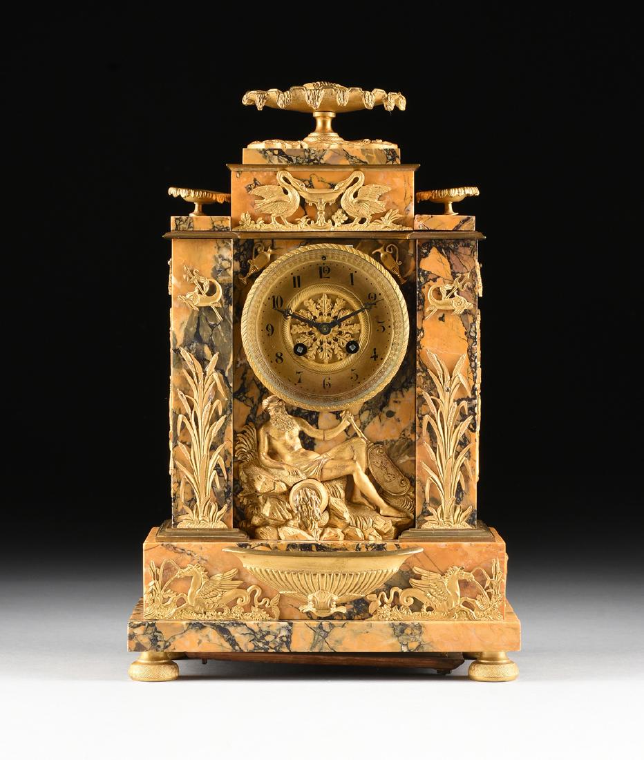 A FRENCH EMPIRE STYLE GILT BRONZE ORMOLU MOUNTED SIENNA (1 of 14)