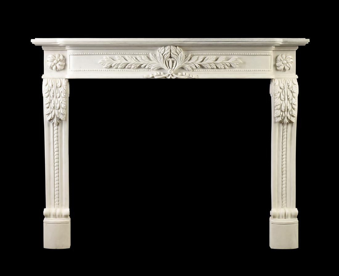 A VICTORIAN STYLE CARVED WHITE MARBLE FIREPLACE, 20TH (1 of 5)