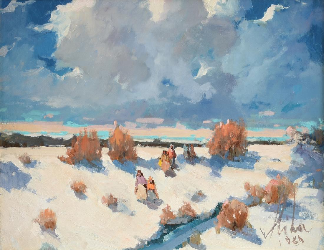 VLADAN STIHA (American 1908-1992) A PAINTING, "Figures (1 of 12)