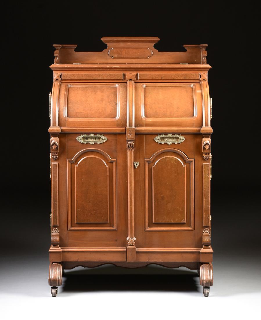 A VICTORIAN RENAISSANCE THREE HINGE WOOTEN DESK, (1 of 20)