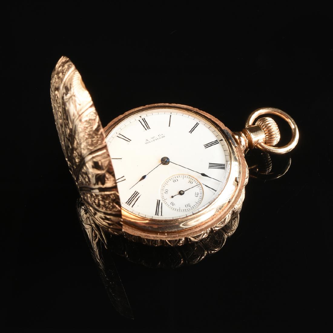 A 14K YELLOW GOLD AMERICAN WATCH COMPANY WALTHAM POCKET