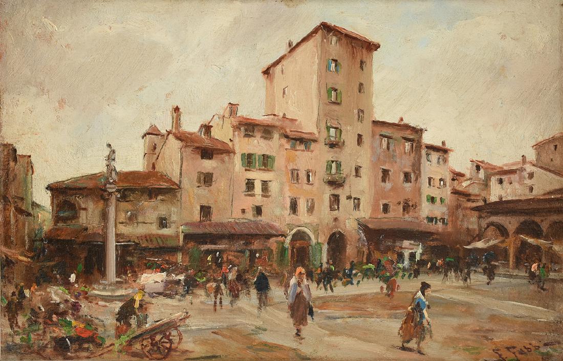 FABIO FABBI (Italian 1861-1946) A PAINTING, "Piazzo del (1 of 9)