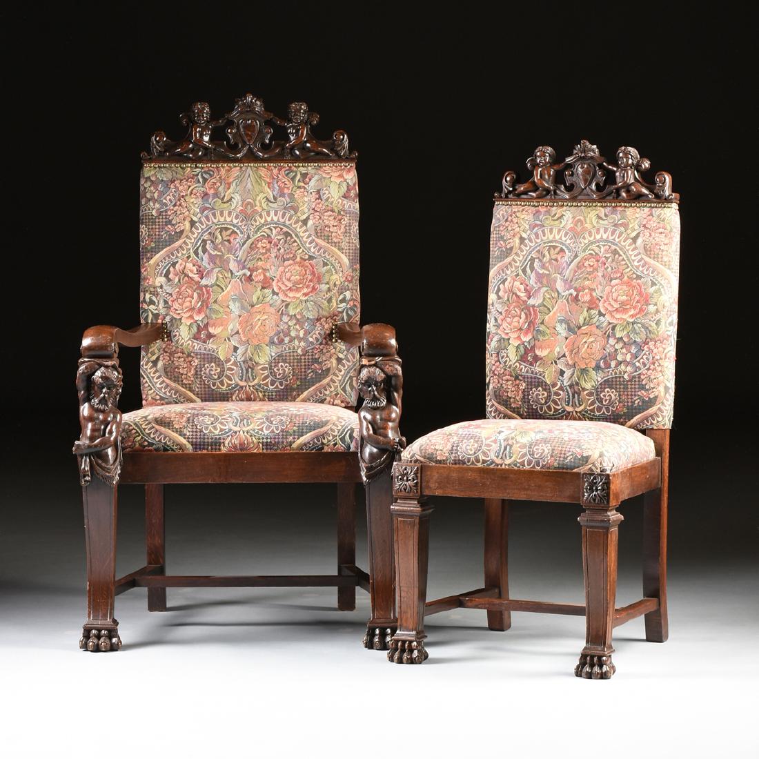 A SET OF EIGHT AMERICAN BAROQUE STYLE CARVED AND (1 of 14)