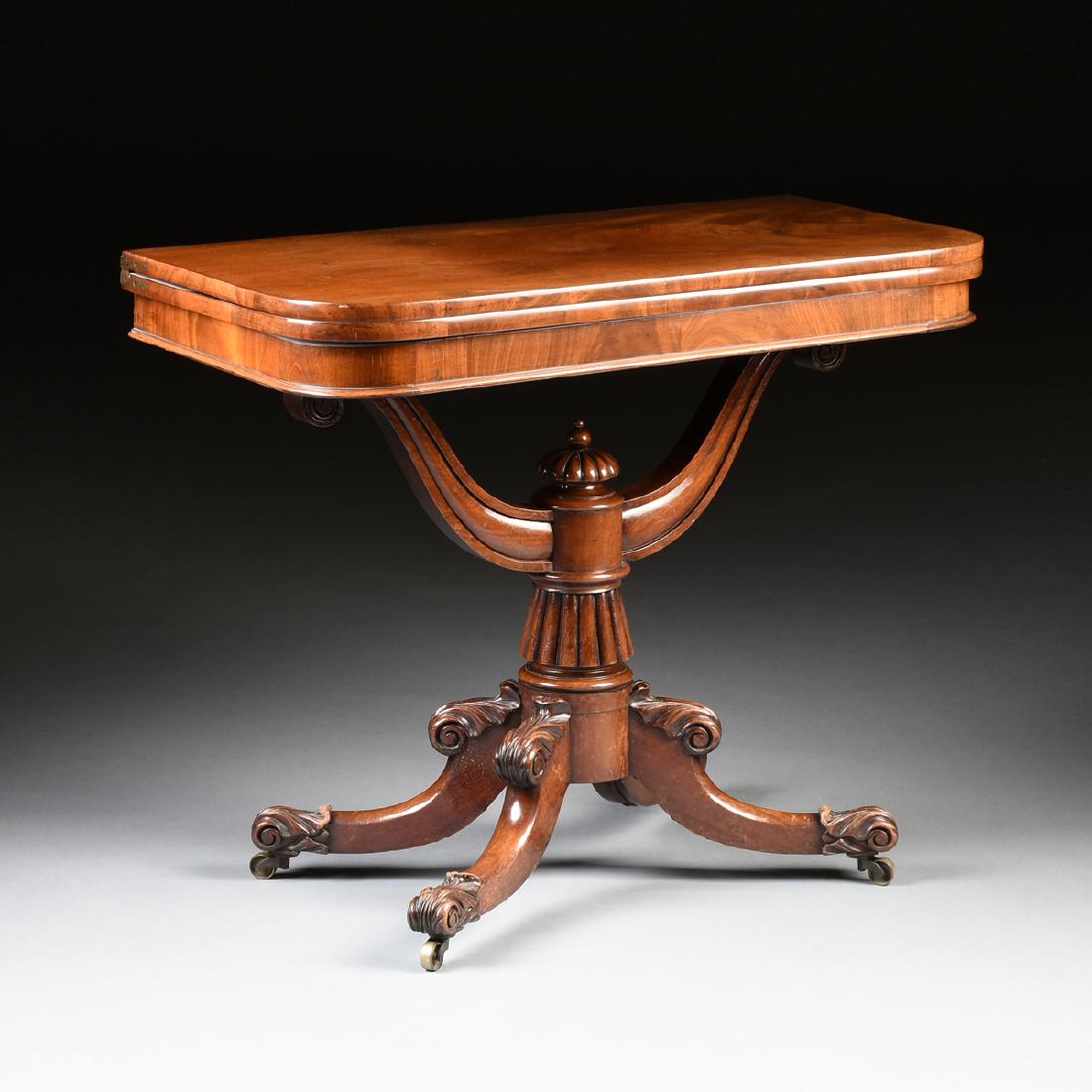 A WILLIAM IV MAHOGANY FLIP-TOP TABLE, CIRCA 1830, (1 of 9)