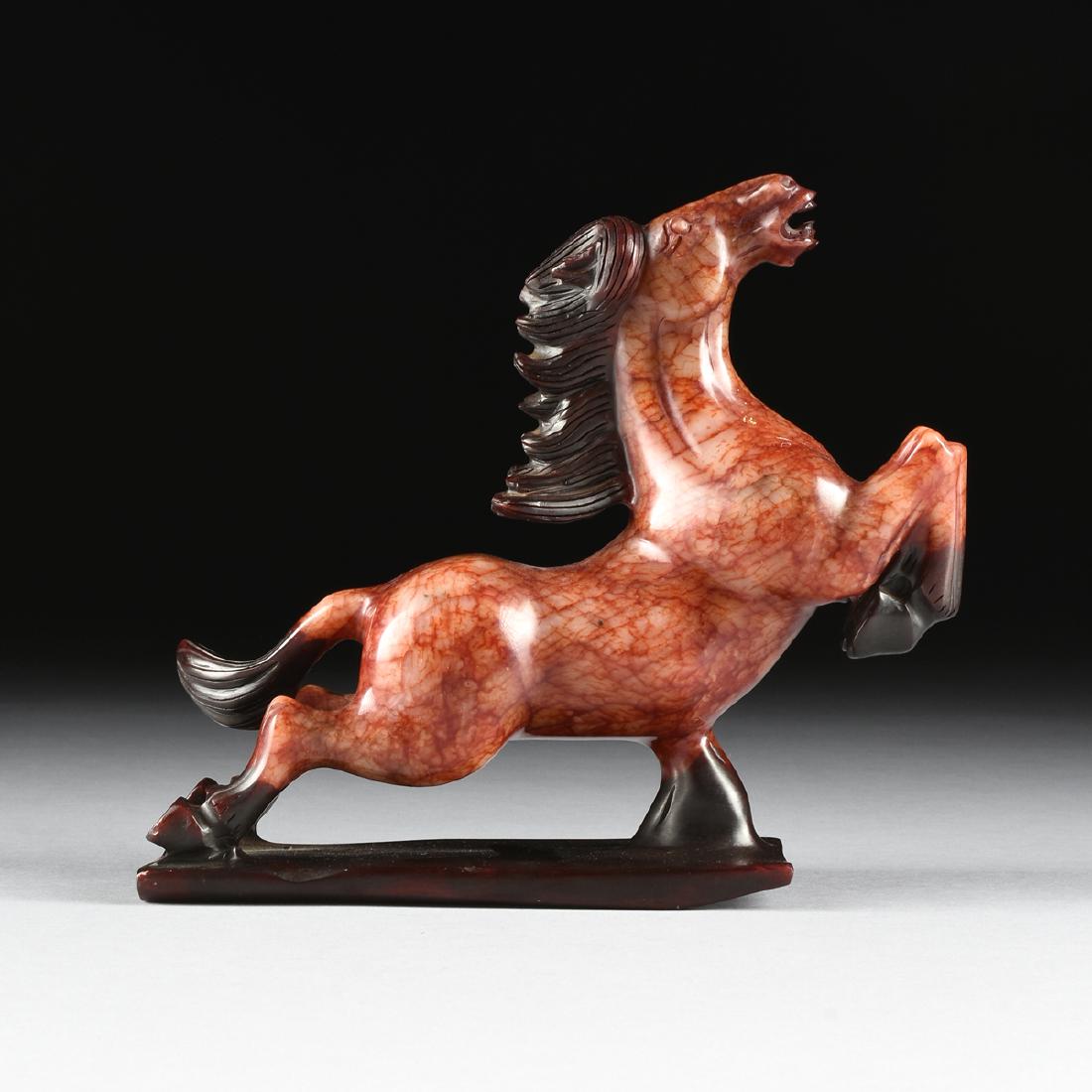 A CHINESE TANG STYLE HARD STONE FIGURE OF A HORSE, 20TH (1 of 9)