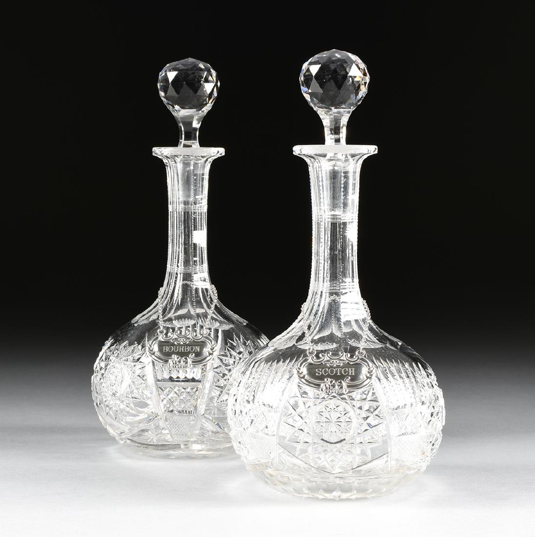 A PAIR OF AMERICAN BRILLIANT CUT CRYSTAL DECANTERS WITH (1 of 13)