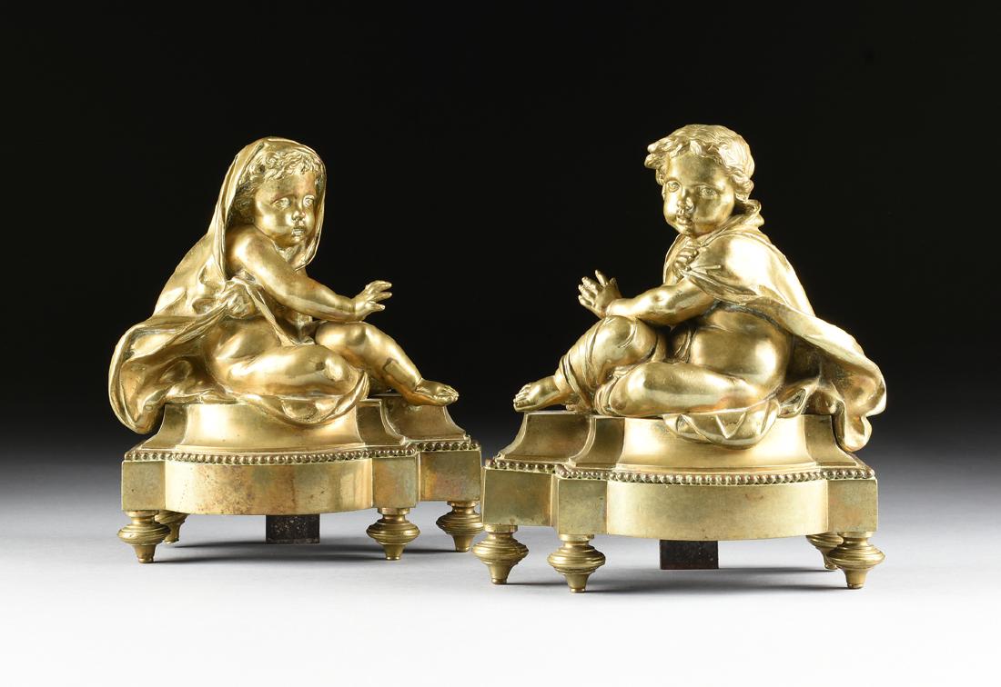 A PAIR OF FRENCH LOUIS XVI STYLE POLISHED BRASS (1 of 15)