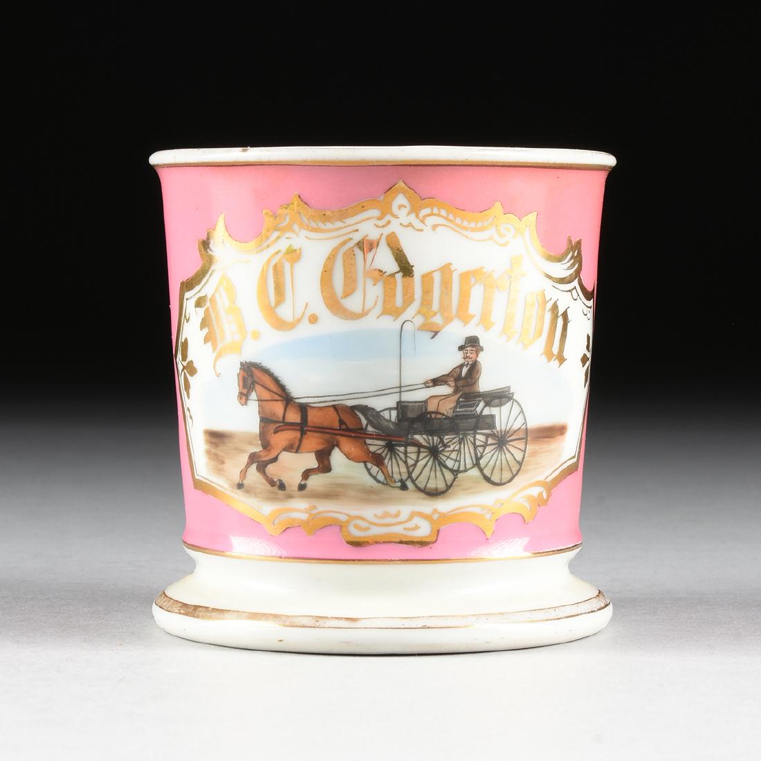 AN AMERICAN OCCUPATIONAL SHAVING MUG -- HORSE DRAWN (1 of 4)