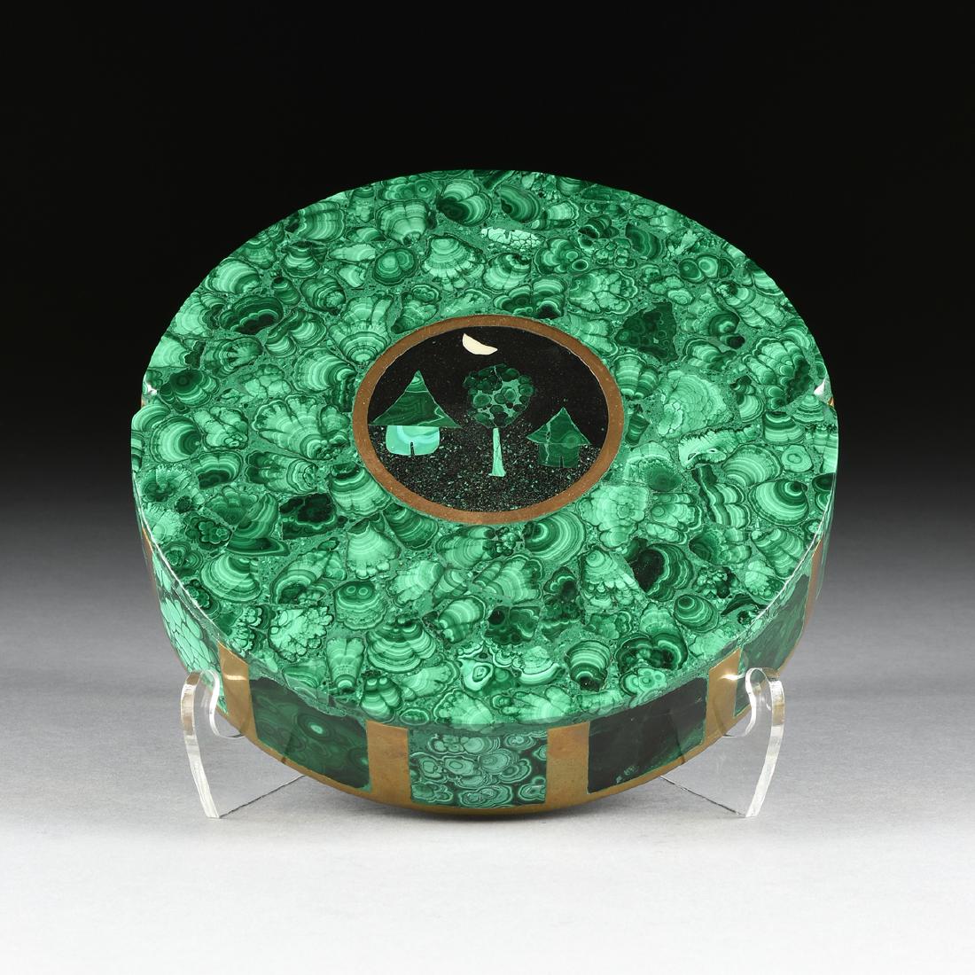 A CONTINENTAL MALACHITE, GRANITE, AND BRASS COVERED (1 of 8)