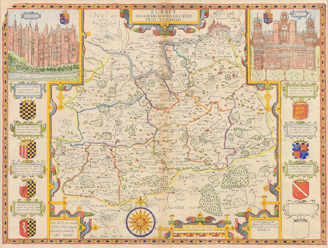 JOHN SPEEDE (BRITISH 1552 - 1629) A HAND COLORED (1 of 8)