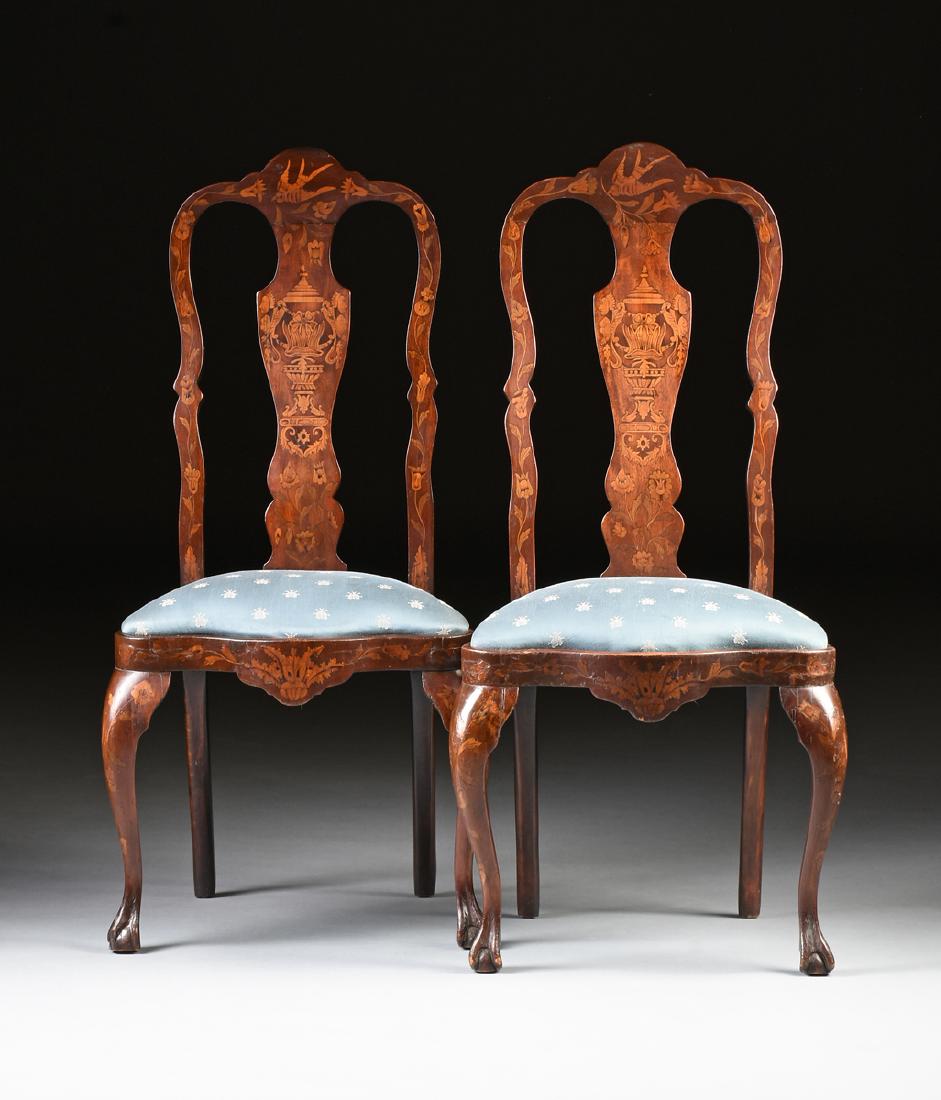 A PAIR OF DUTCH QUEEN ANNE STYLE MARQUETRY INLAID (1 of 9)