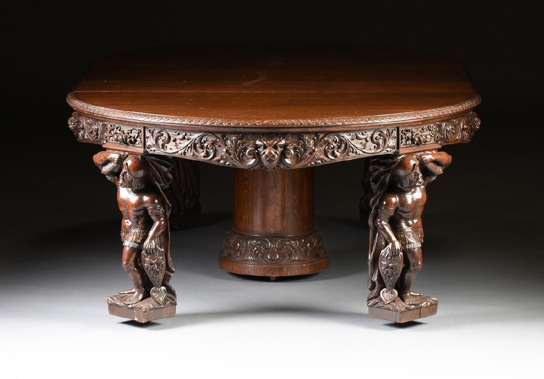 AN AMERICAN BAROQUE REVIVAL STYLE FIGURAL CARVED OAK (1 of 9)