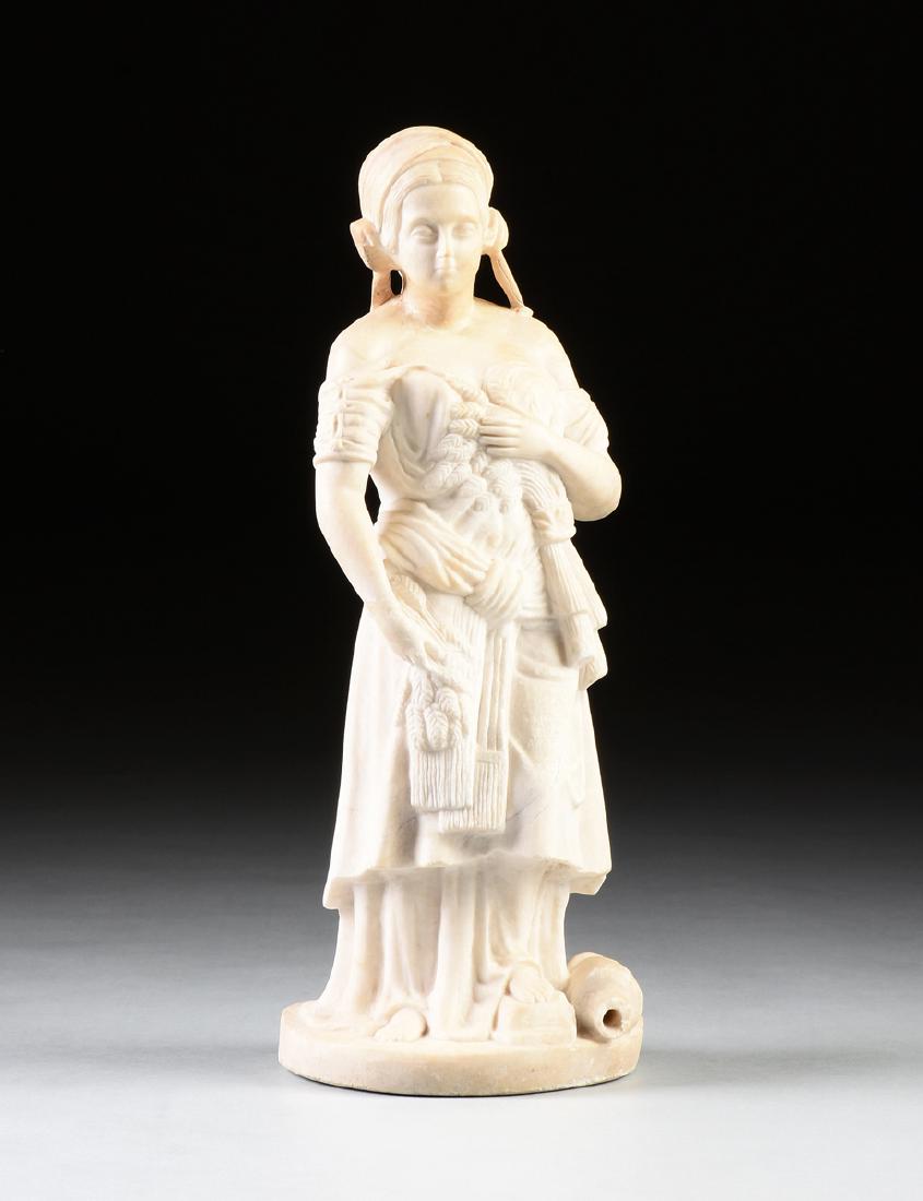 A WHITE MARBLE STATUE OF RUTH GATHERING WHEAT, FIRST (1 of 9)