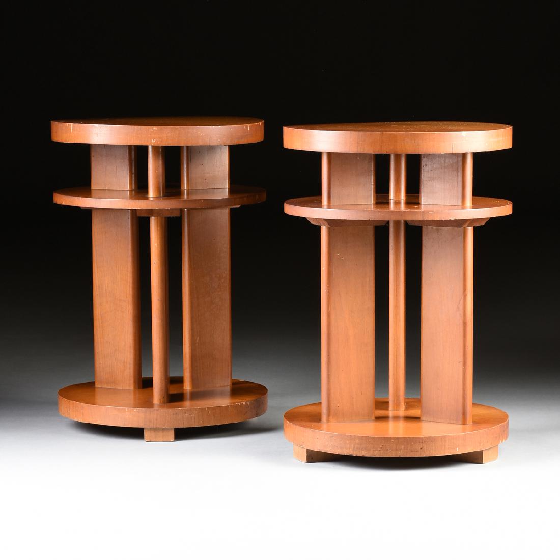 A PAIR OF AMERICAN ART MODERNE BEECH VENEERED SIDE (1 of 8)