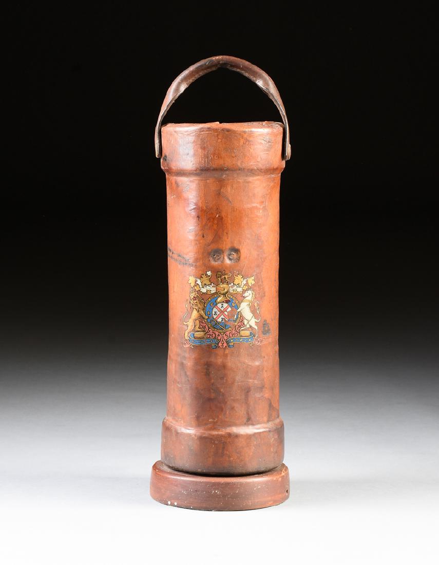 A VICTORIAN LEATHER COVERED PAPIER-MÂCHÉ FIRE BUCKET, (1 of 7)