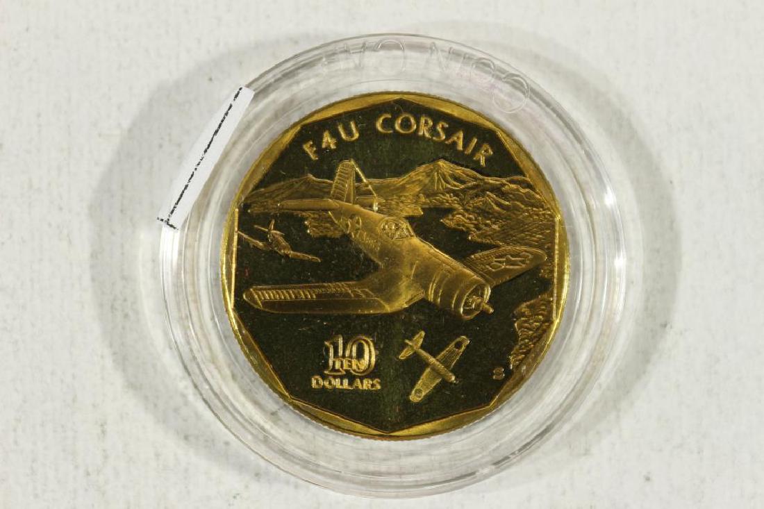 1991 MARSHALL ISLANDS BRASS $10 PROOF: F4U CORSAIR