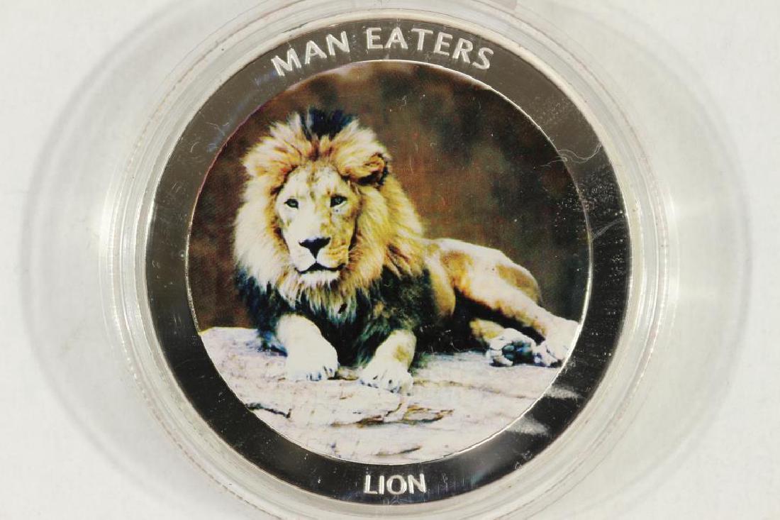 2010 UGANDA 100 SHILLINGS PROOF ''MAN EATERS'': LION, COLORIZED