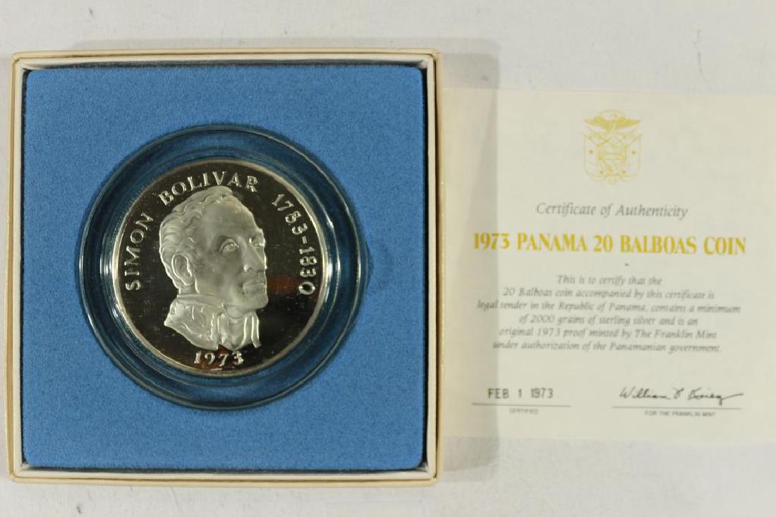 1973 PANAMA 20 BALBOAS SILVER PROOF COIN 5 OZ. (1 of 3)