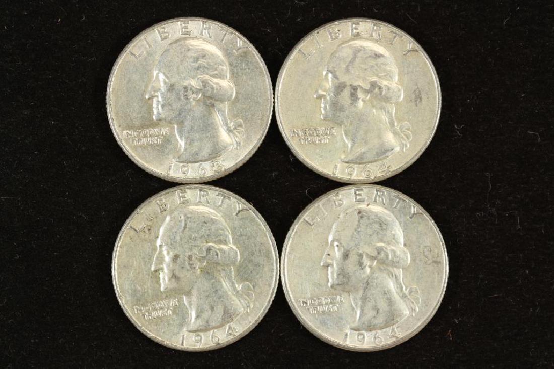 4 ASSORTED WASHINGTON SILVER QUARTERS (1 of 2)