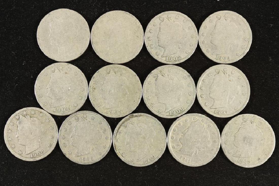 STARTER SET OF LIBERTY "V" NICKELS 1900-1912 (1 of 2)