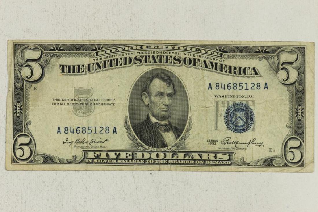 1953 $5 SILVER CERTIFICATE BLUE SEAL (1 of 2)