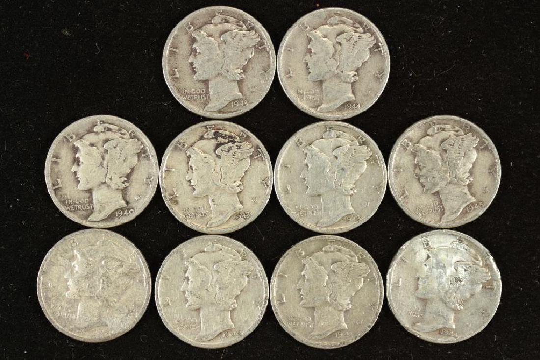 10 ASSORTED 1940'S MERCURY DIMES (1 of 2)