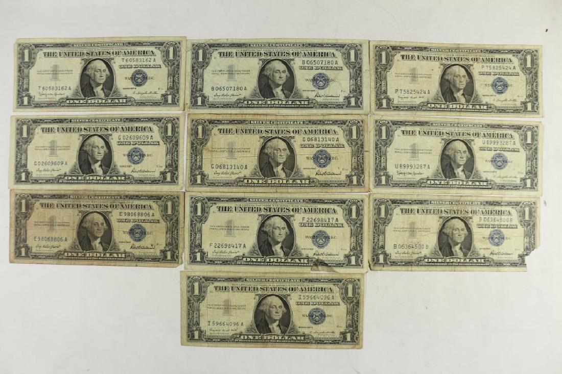 10 ASSORTED 1957 $1 SILVER CERTIFICATES (1 of 2)