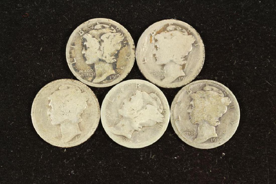 5 ASSORTED TEEN'S MERCURY DIMES (1 of 2)