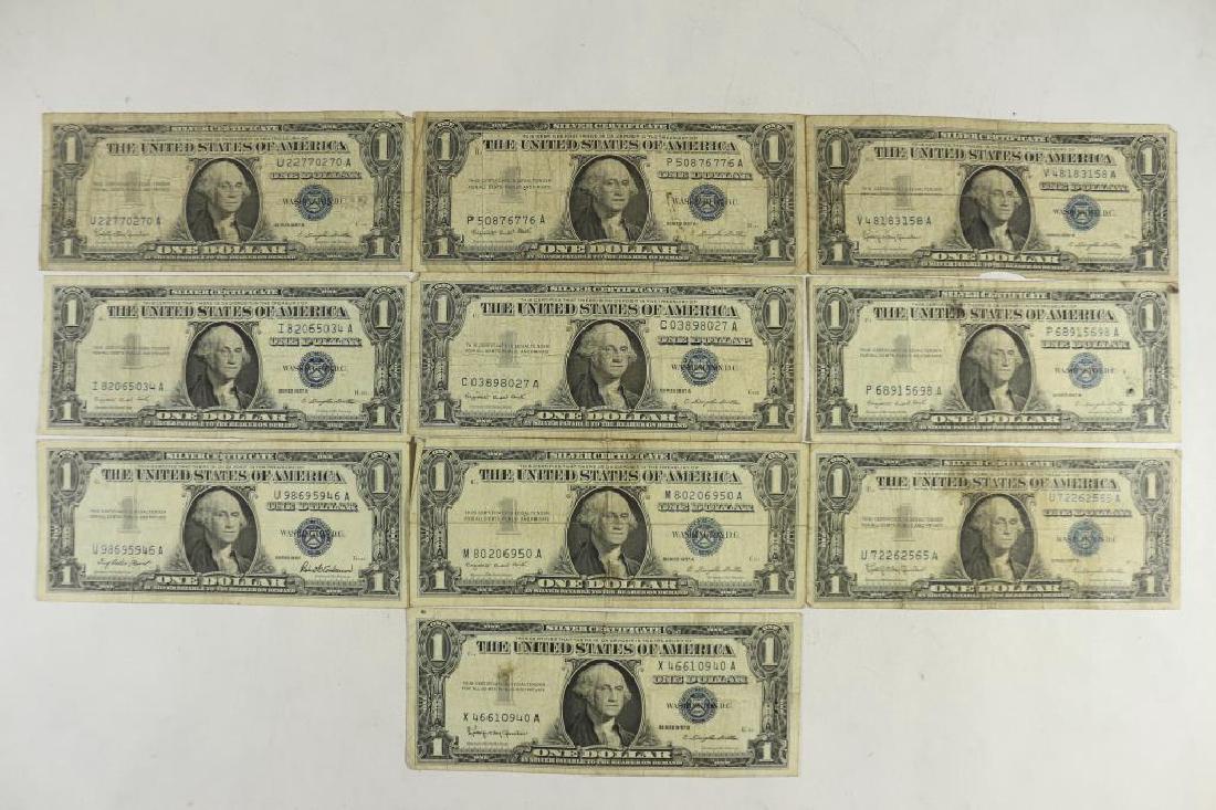 10 ASSORTED 1957 $1 SILVER CERTIFICATES (1 of 2)