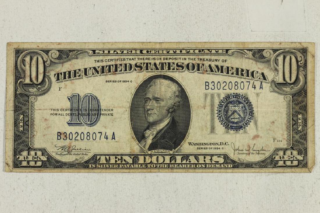 1934-C $10 SILVER CERTIFICATE BLUE SEAL (1 of 2)