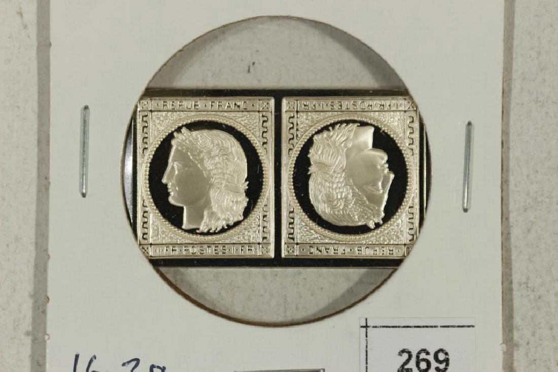 16.2 GRAM STERLING SILVER INGOT 1849 FRANCE HEAD: OF CERES 1 FRANC