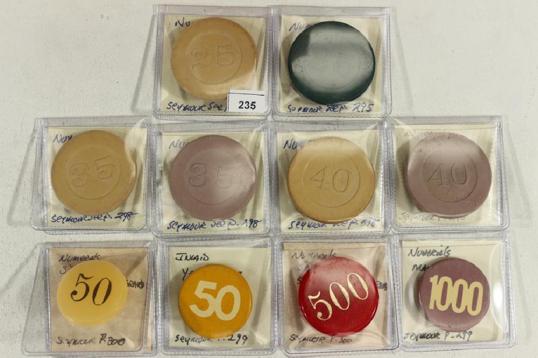10 VINTAGE POKER CHIPS VARIOUS COLORS & NUMERALS (1 of 1)